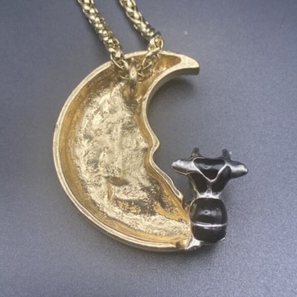 Vtg Betsey Johnson Necklace Heavens to Betsey Cow Jumped Over Moon Celestial 16" - Picture 8 of 9